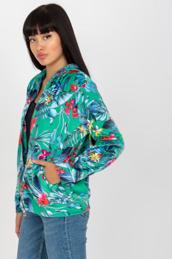 Green Sweatshirt in Sweatshirts For Women with Spandex and Viscose