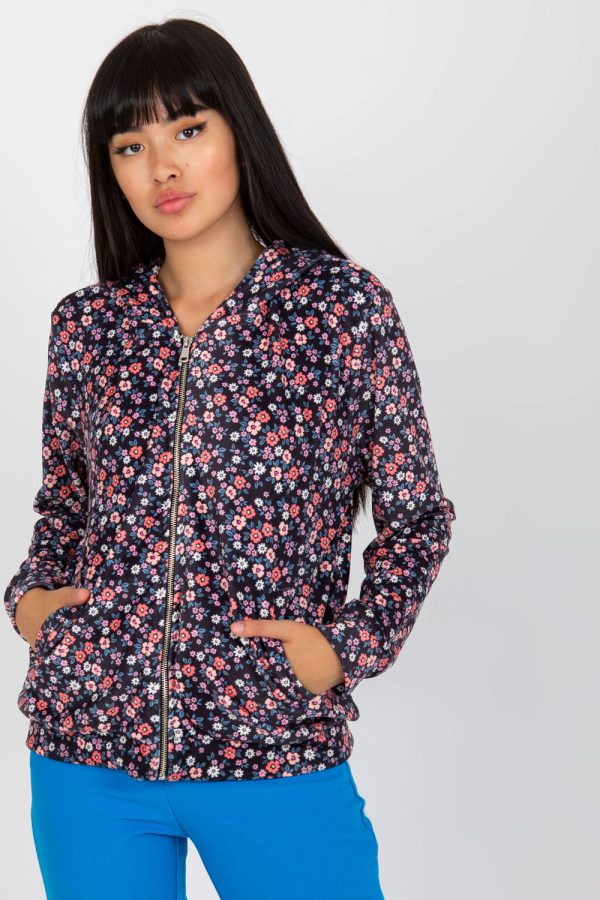 Navy Blue Sweatshirt in Sweatshirts For Women with Spandex and Viscose