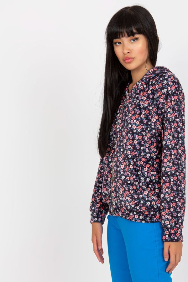 Navy Blue Sweatshirt in Sweatshirts For Women with Spandex and Viscose