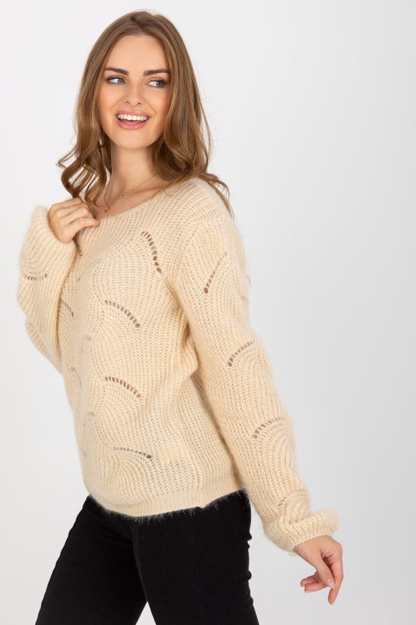 Beige Jumper in Sweaters, Pullovers, Jumpers, Turtlenecks, Boleros, Shrugs with Acrylic, Moher and Wool