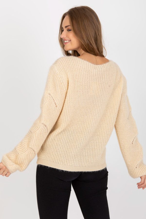 Beige Jumper in Sweaters, Pullovers, Jumpers, Turtlenecks, Boleros, Shrugs with Acrylic, Moher and Wool