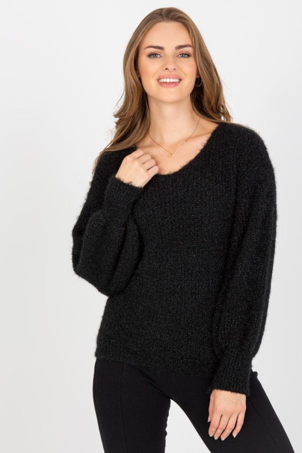 Black Jumper in Sweaters, Pullovers, Jumpers, Turtlenecks, Boleros, Shrugs with Acrylic, Moher and Wool