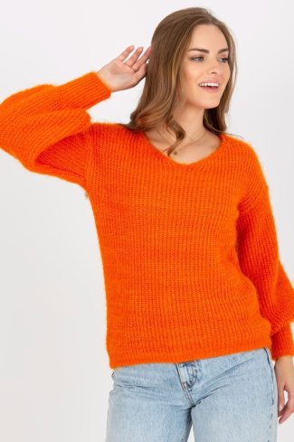 Orange Jumper in Sweaters, Pullovers, Jumpers, Turtlenecks, Boleros, Shrugs with Acrylic, Moher and Wool