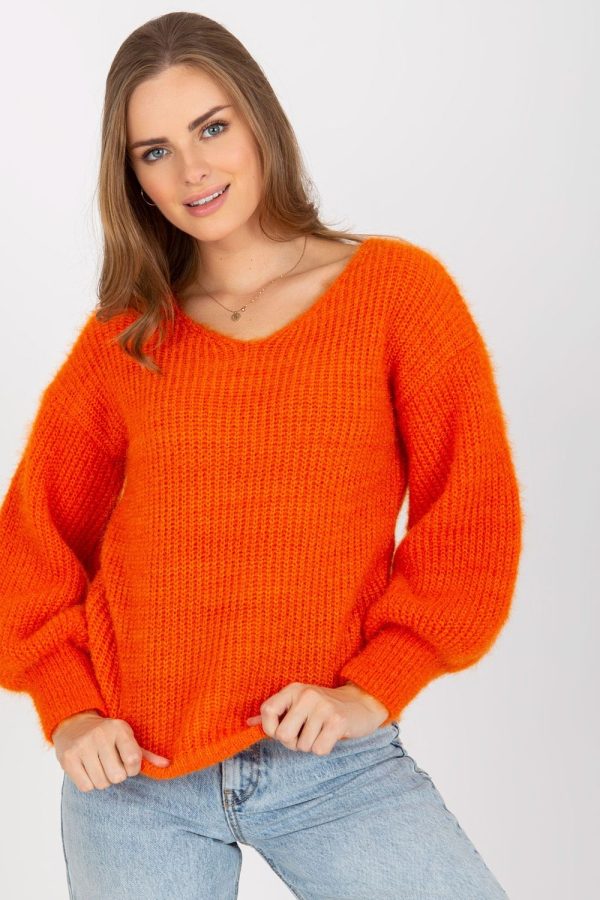 Orange Jumper in Sweaters, Pullovers, Jumpers, Turtlenecks, Boleros, Shrugs with Acrylic, Moher and Wool