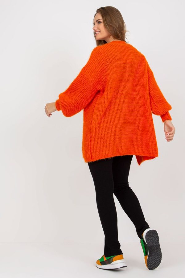 Orange Cardigan in Cardigans For Women, Ponchos with Acrylic, Moher and Wool