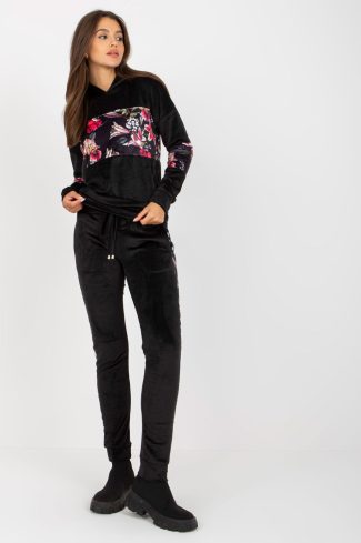 Black Set in Pants, Trousers, Shorts with Spandex and Viscose