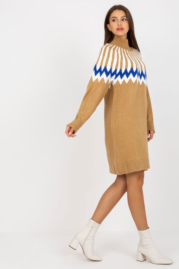 Brown Daydress in Day Dresses with Acrylic, Spandex and Polyester