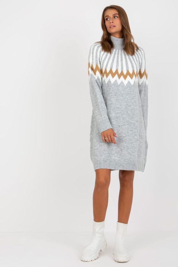 Grey Daydress in Day Dresses with Acrylic, Spandex and Polyester