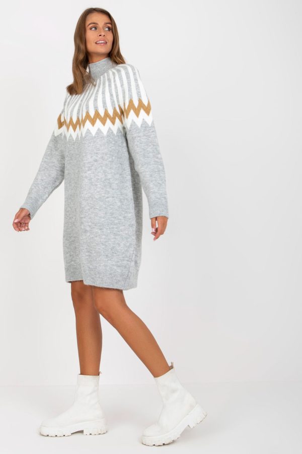 Grey Daydress in Day Dresses with Acrylic, Spandex and Polyester