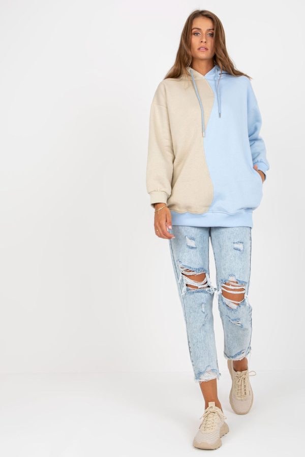 Blue Sweatshirt in Sweatshirts For Women with Cotton and Spandex