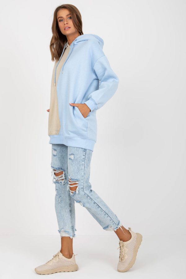 Blue Sweatshirt in Sweatshirts For Women with Cotton and Spandex