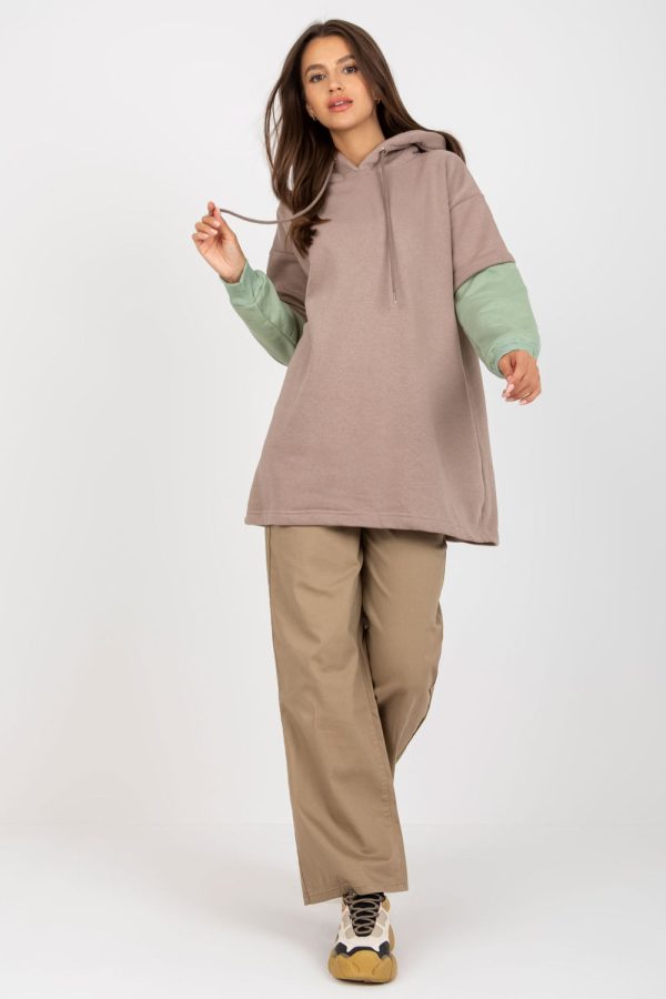 Beige Sweatshirt in Sweatshirts For Women with Cotton and Spandex