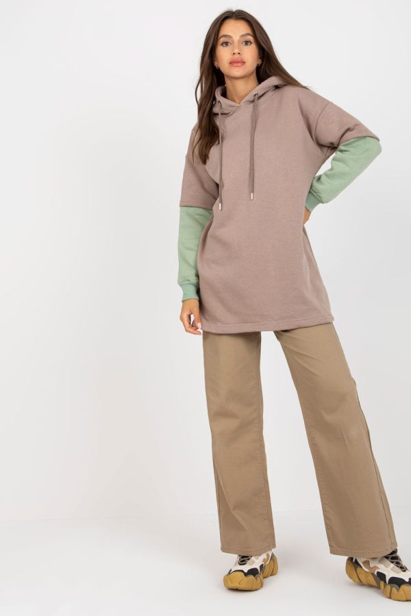 Beige Sweatshirt in Sweatshirts For Women with Cotton and Spandex