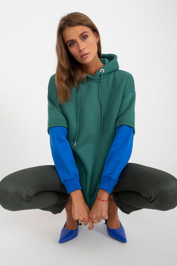 Green Sweatshirt in Sweatshirts For Women with Cotton and Spandex