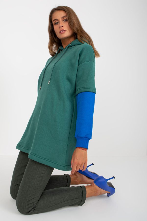 Green Sweatshirt in Sweatshirts For Women with Cotton and Spandex