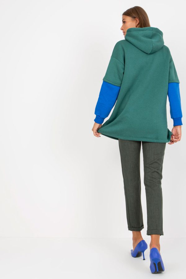Green Sweatshirt in Sweatshirts For Women with Cotton and Spandex
