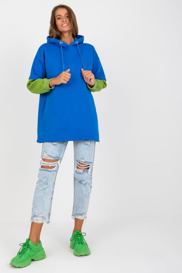Blue Sweatshirt in Sweatshirts For Women with Cotton and Spandex