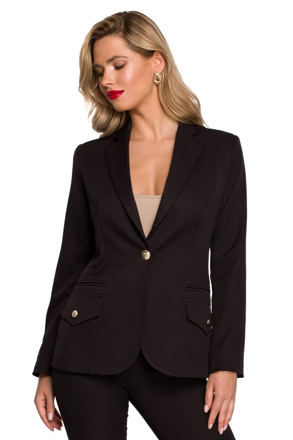 Black Jacket in Jackets, Vests For Women with Spandex and Polyester