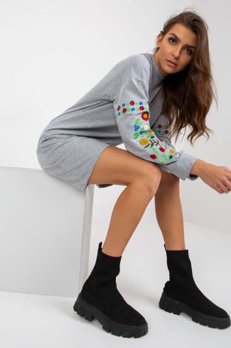 951954 Grey Daydress in Day Dresses with Cotton, Spandex and Polyester