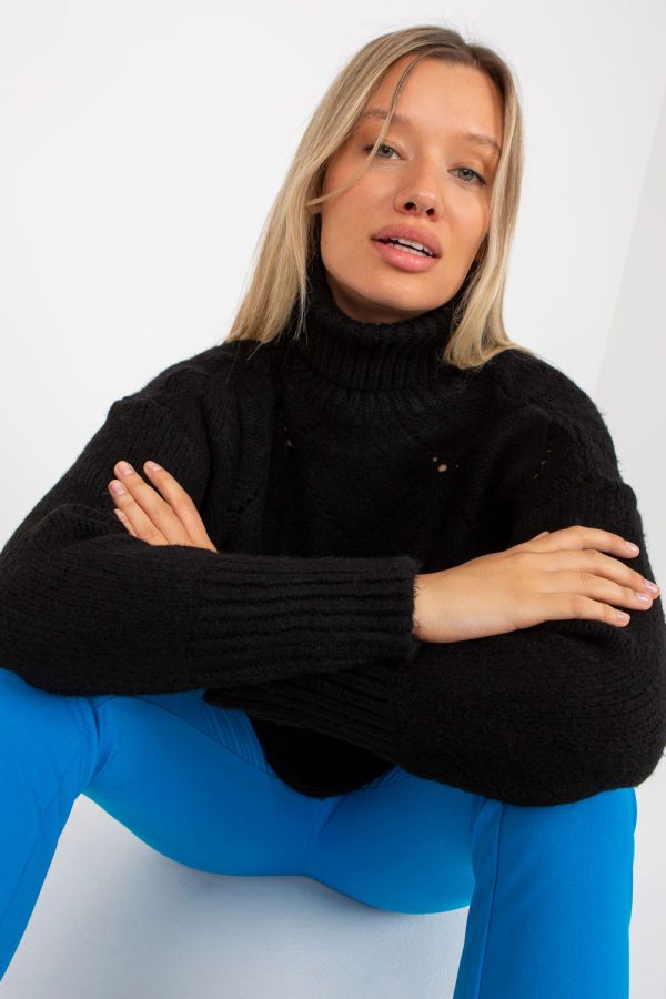 Black Turtleneck in Sweaters, Pullovers, Jumpers, Turtlenecks, Boleros, Shrugs with Acrylic