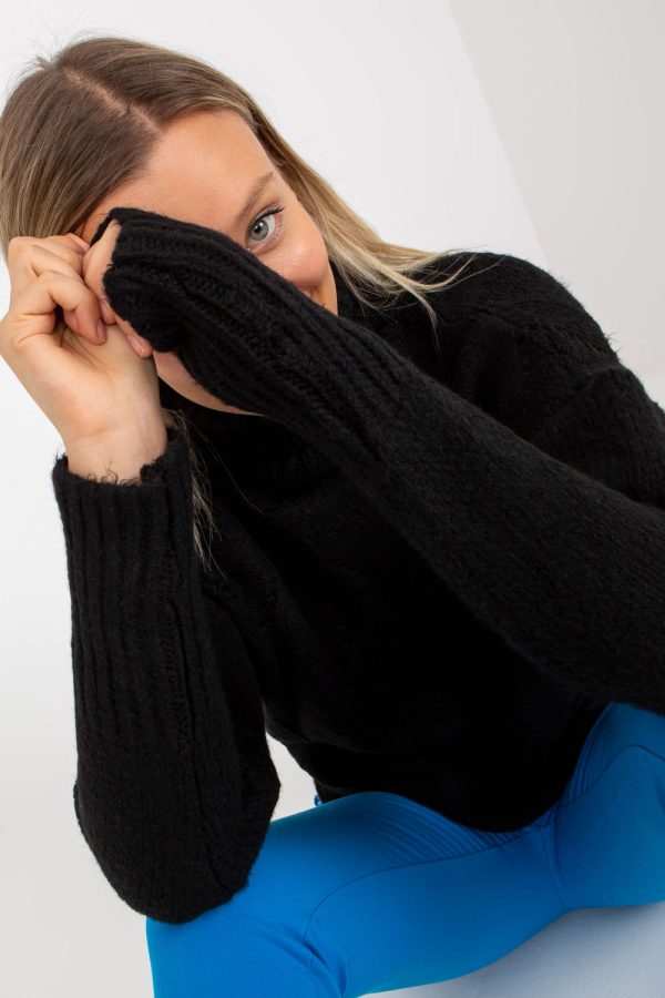 Black Turtleneck in Sweaters, Pullovers, Jumpers, Turtlenecks, Boleros, Shrugs with Acrylic