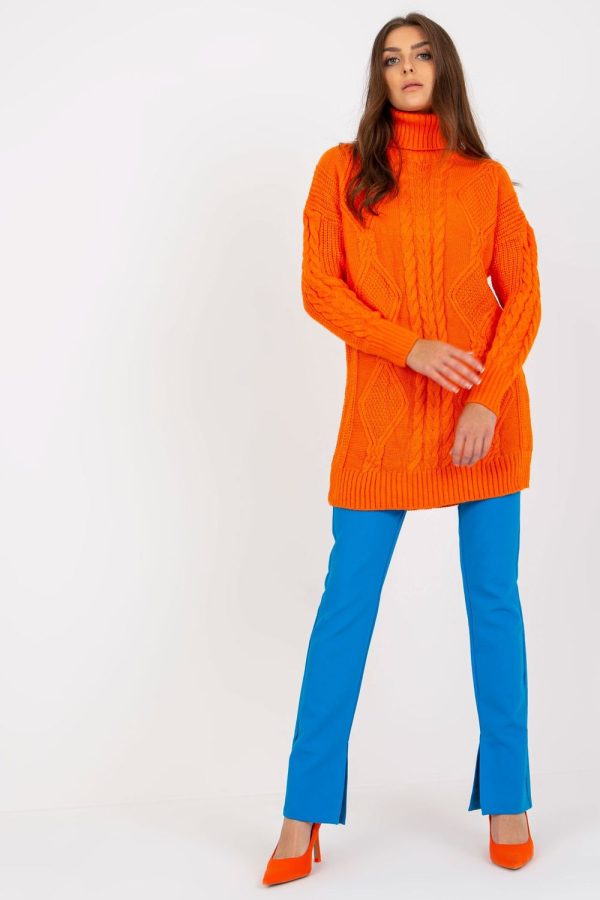 Orange Turtleneck in Sweaters, Pullovers, Jumpers, Turtlenecks, Boleros, Shrugs with Acrylic and Wool