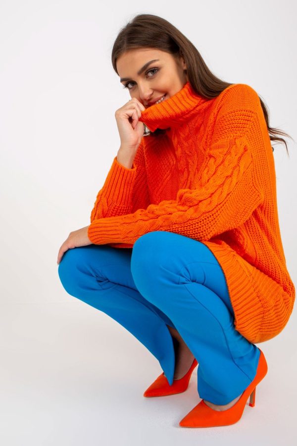 Orange Turtleneck in Sweaters, Pullovers, Jumpers, Turtlenecks, Boleros, Shrugs with Acrylic and Wool