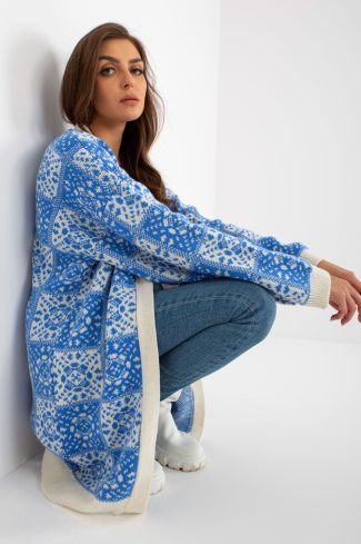 Blue Cardigan in Cardigans For Women, Ponchos with Acrylic, Cotton, Polyester and Wool