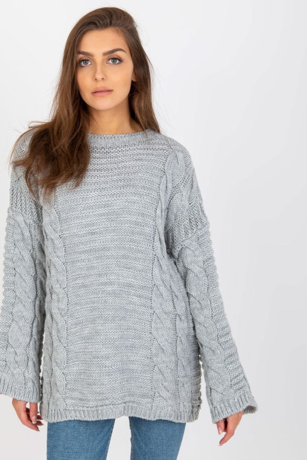 Grey Jumper in Sweaters, Pullovers, Jumpers, Turtlenecks, Boleros, Shrugs with Acrylic and Wool