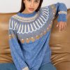 Blue Jumper in Sweaters, Pullovers, Jumpers, Turtlenecks, Boleros, Shrugs with Acrylic, Spandex and Polyester