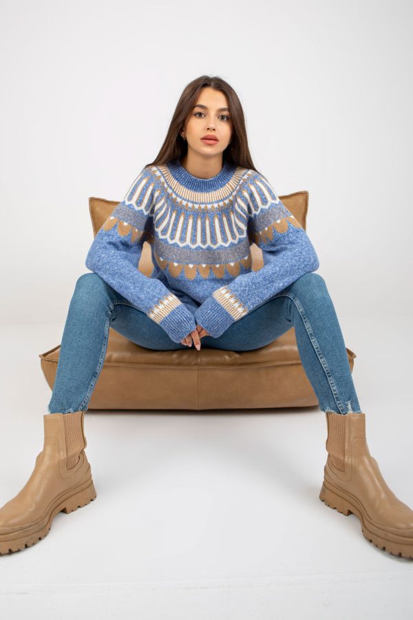 Blue Jumper in Sweaters, Pullovers, Jumpers, Turtlenecks, Boleros, Shrugs with Acrylic, Spandex and Polyester