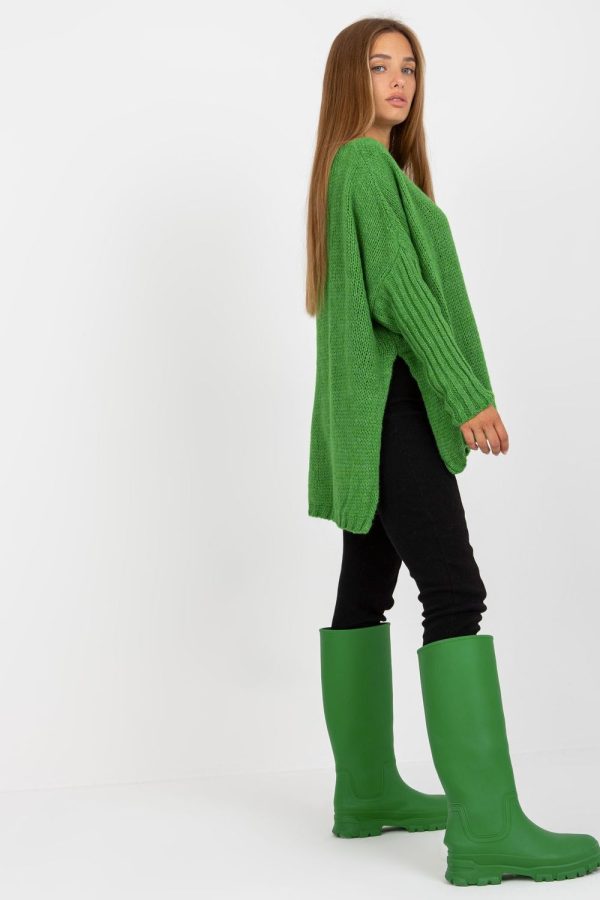 Green Jumper in Sweaters, Pullovers, Jumpers, Turtlenecks, Boleros, Shrugs with Acrylic, Polyamide, Viscose and Wool