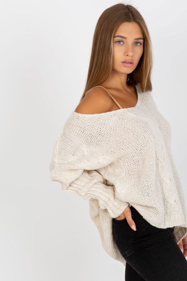 Beige Jumper in Sweaters, Pullovers, Jumpers, Turtlenecks, Boleros, Shrugs with Acrylic, Polyamide, Viscose and Wool
