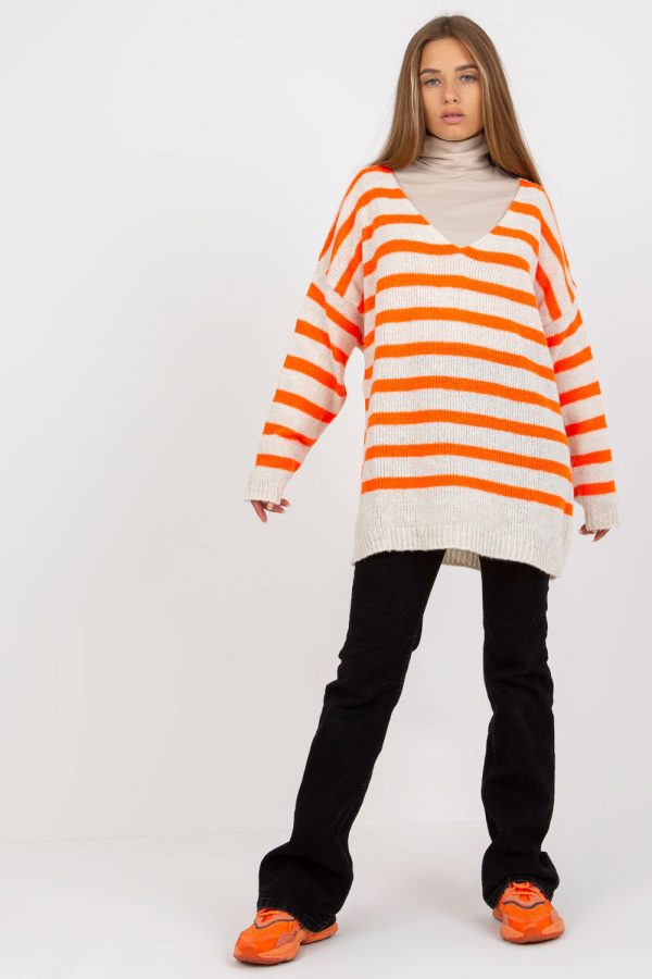 Orange Jumper in Sweaters, Pullovers, Jumpers, Turtlenecks, Boleros, Shrugs with Acrylic, Polyamide, Viscose and Wool