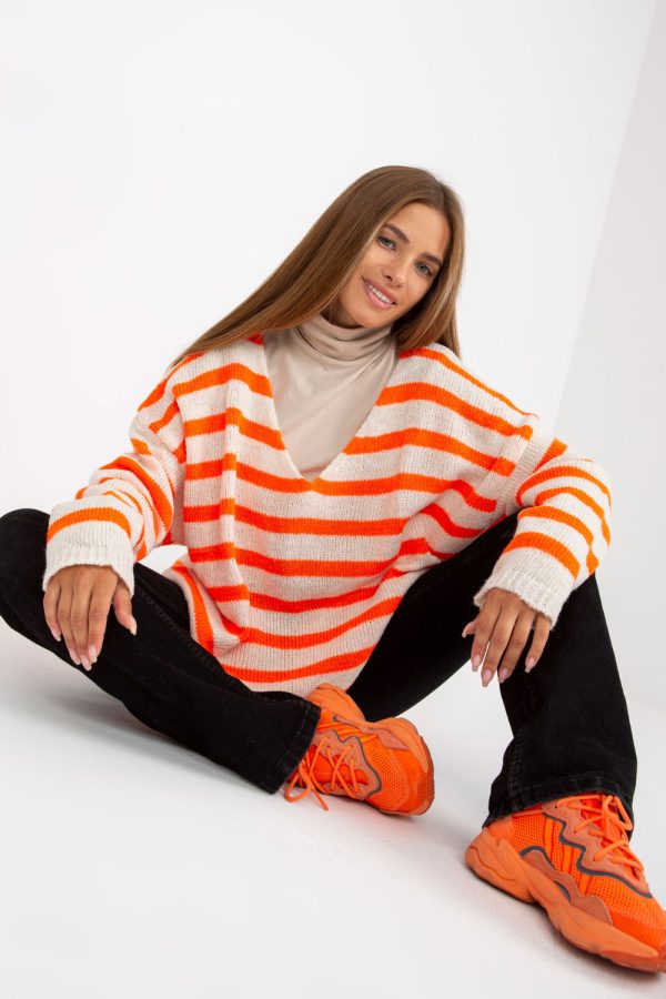 Orange Jumper in Sweaters, Pullovers, Jumpers, Turtlenecks, Boleros, Shrugs with Acrylic, Polyamide, Viscose and Wool
