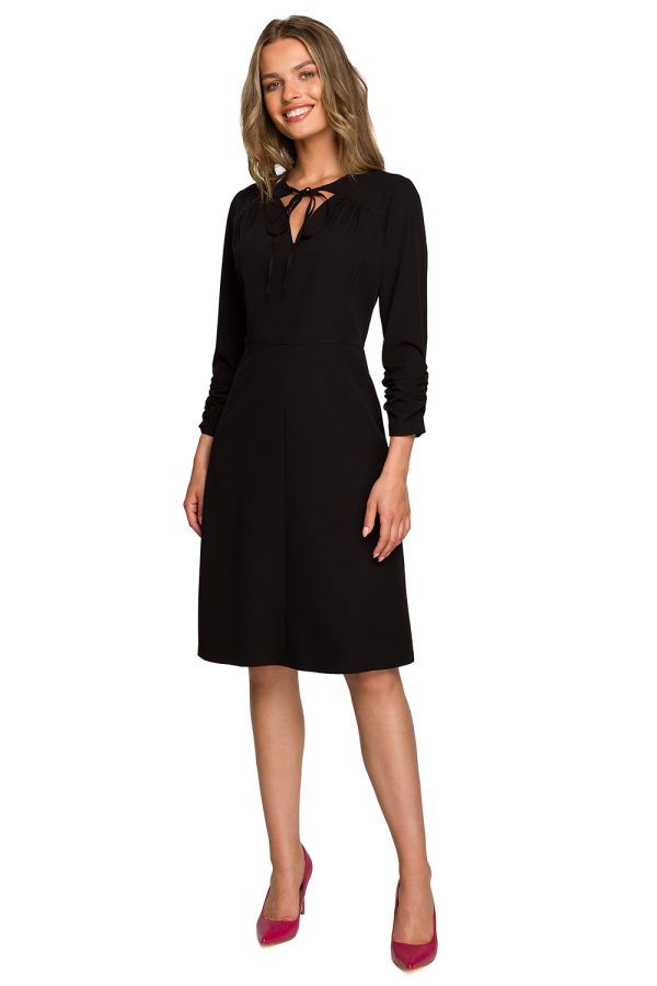 Black Daydress in Day Dresses with Spandex, Polyester and Viscose