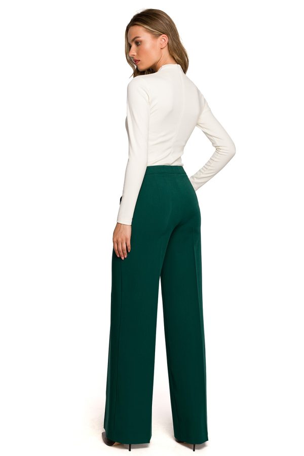 Green Women Trousers in Casual Pants For Women with Spandex, Polyester and Viscose
