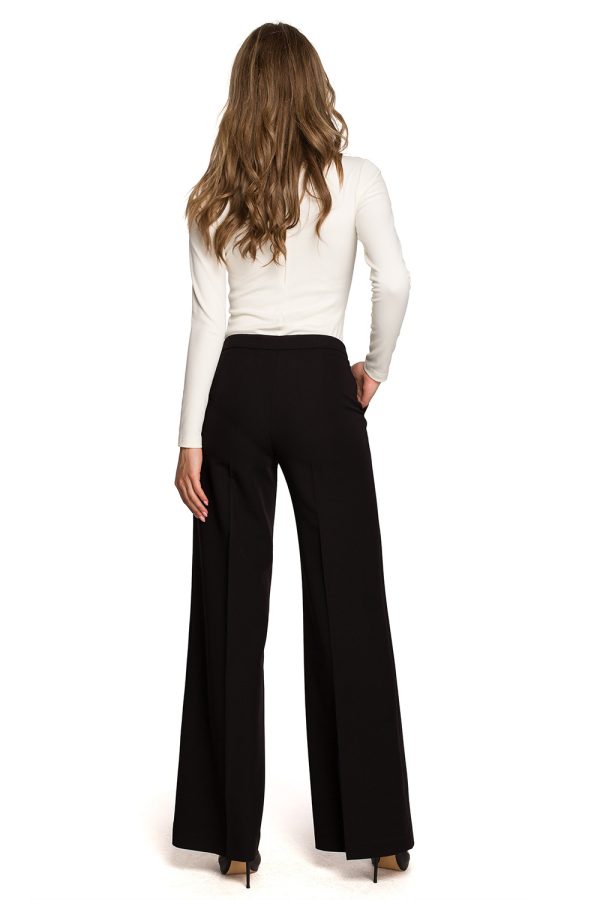 Black Women Trousers in Casual Pants For Women with Spandex, Polyester and Viscose
