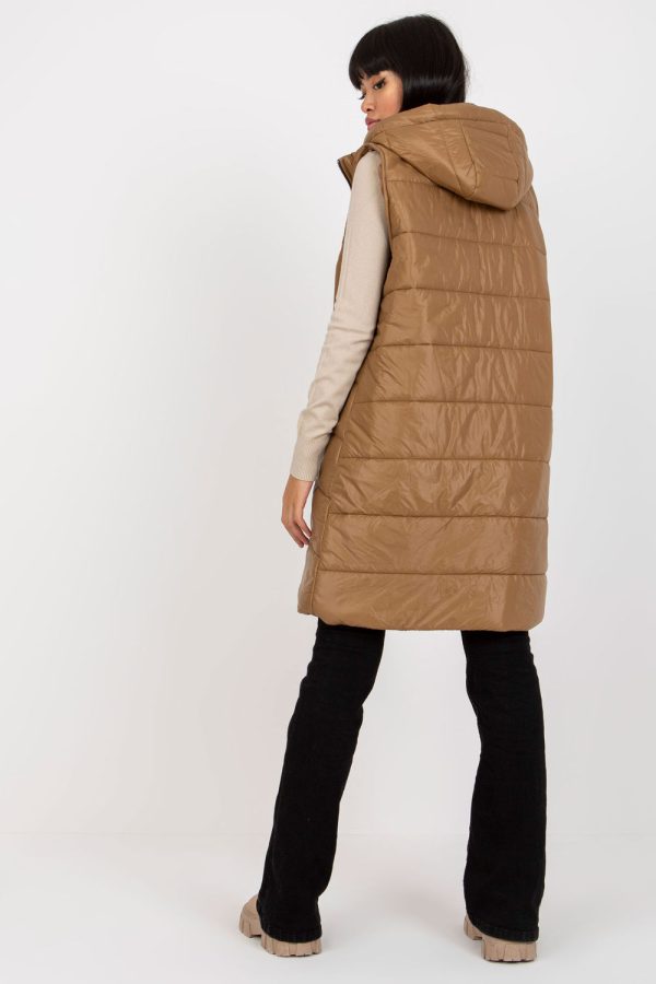 Brown Gilet in Women`s Coats, Jackets with Nylon