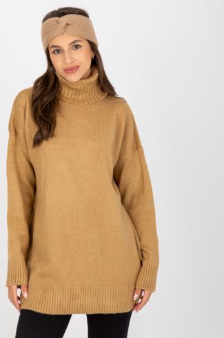 Brown Turtleneck in Sweaters, Pullovers, Jumpers, Turtlenecks, Boleros, Shrugs with Acrylic, Spandex and Polyester