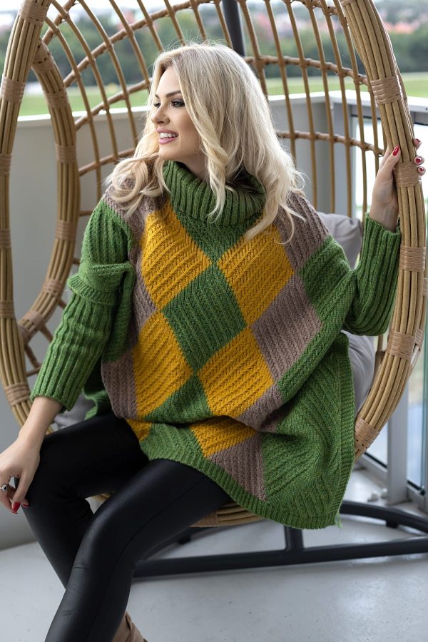 Multicolor Turtleneck in Sweaters, Pullovers, Jumpers, Turtlenecks, Boleros, Shrugs with Acrylic, Polyamide, Polyester and Wool