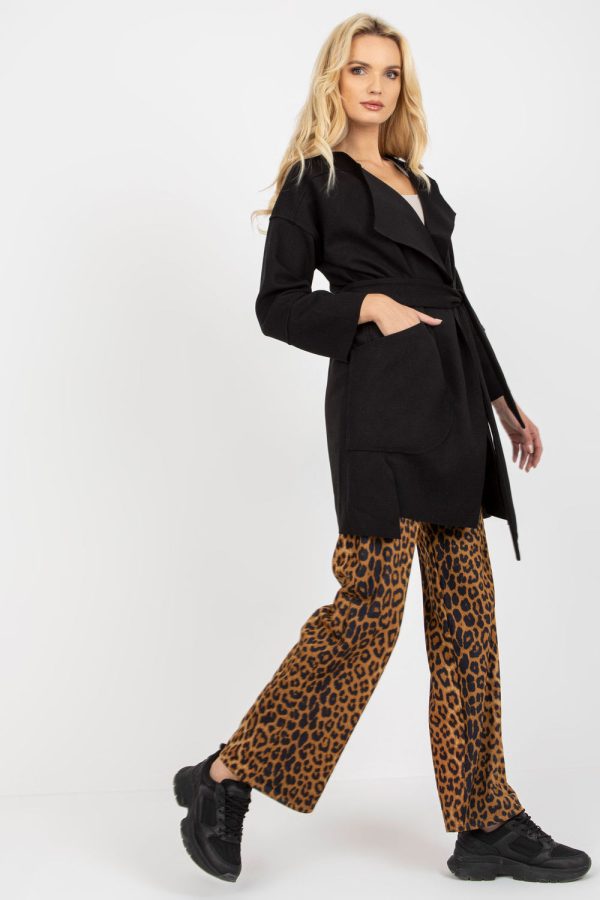 Black Coat in Women`s Coats, Jackets with Polyester
