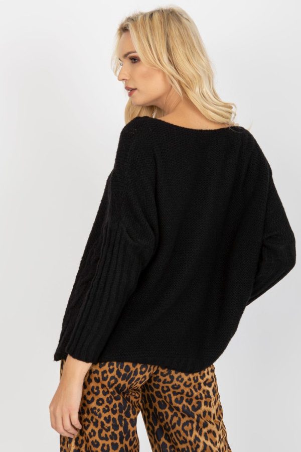 Black Jumper in Sweaters, Pullovers, Jumpers, Turtlenecks, Boleros, Shrugs with Acrylic, Polyamide, Viscose and Wool