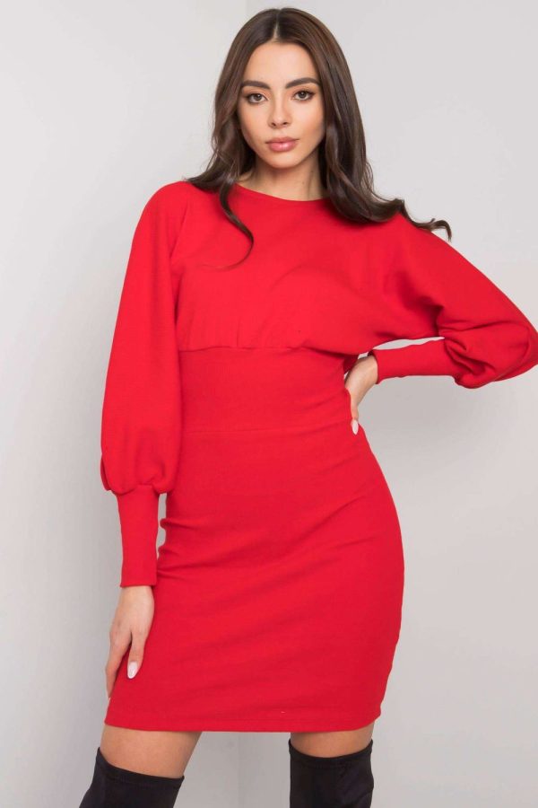 Red Daydress in Day Dresses with Cotton and Spandex