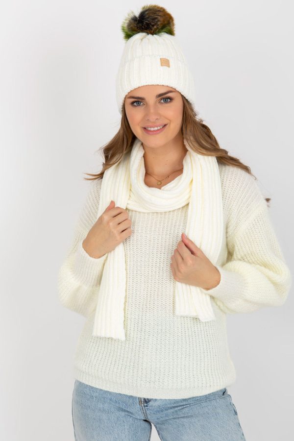 Beige Set in Caps & Hats For Women with Acrylic