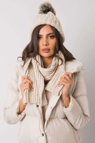 Beige Set in Caps & Hats For Women with Acrylic