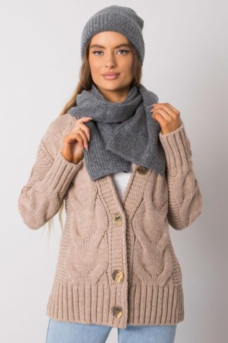 Grey Set in Caps & Hats For Women with Acrylic and Wool