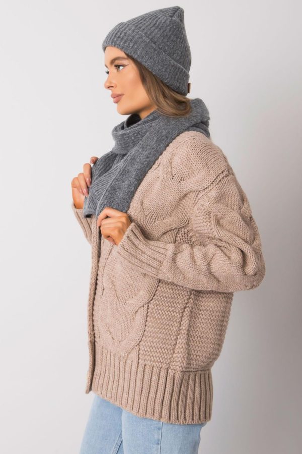 Grey Set in Caps & Hats For Women with Acrylic and Wool