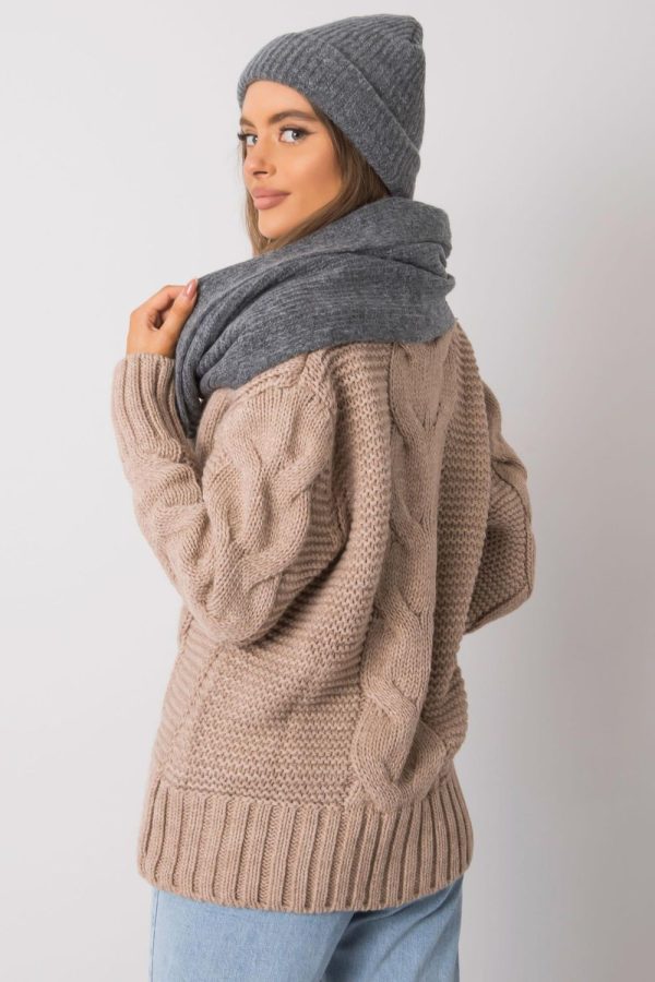 Grey Set in Caps & Hats For Women with Acrylic and Wool
