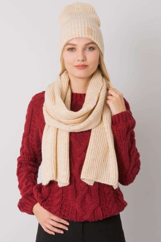Beige Set in Caps & Hats For Women with Acrylic